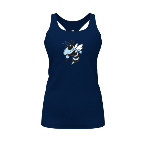 [CUS-DFW-RCBK-PER-NVY-FYS-LOGO1] Racerback Tank Top (Female Youth S, Navy, Logo 1)