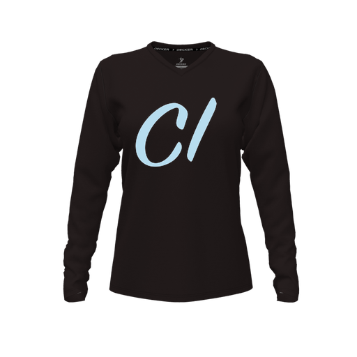 [CUS-DFW-TEES-CMF-VNK-LSL-BLK-FYXS-LOGO3] Comfort T-Shirt (Female Youth XS, Black, V Neck, Logo 3, Long Sleeve)