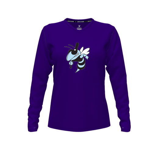 [CUS-DFW-TEES-CMF-VNK-LSL-PUR-FYXS-LOGO1] Comfort T-Shirt (Female Youth XS, Purple, V Neck, Logo 1, Long Sleeve)