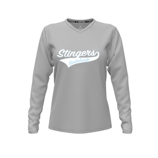 [CUS-DFW-TEES-PER-VNK-LSL-GRY-FYXS-LOGO2] Performance T-Shirt (Female Youth XS, Gray, V Neck, Logo 2, Long Sleeve)