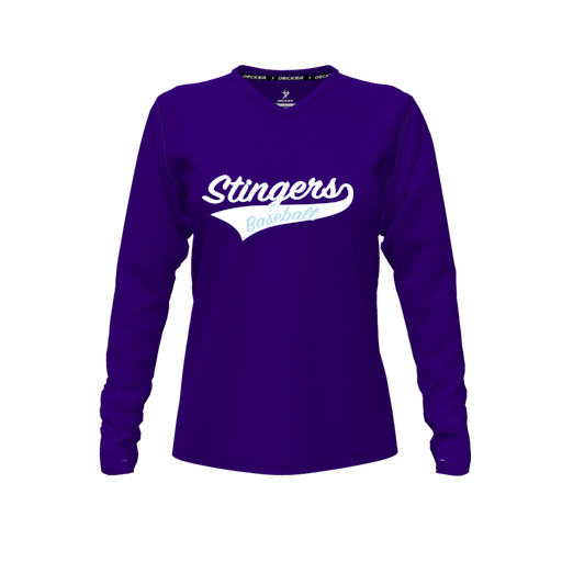 [CUS-DFW-TEES-PER-VNK-LSL-PUR-FYXS-LOGO2] Performance T-Shirt (Female Youth XS, Purple, V Neck, Logo 2, Long Sleeve)