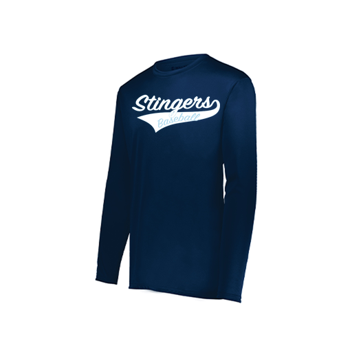 [222823.065.S-LOGO2] Youth LS Smooth Sport Shirt (Youth S, Navy, Logo 2)