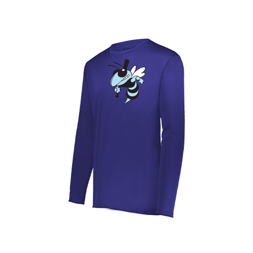 [222823.747.S-LOGO1] Youth LS Smooth Sport Shirt (Youth S, Purple, Logo 1)