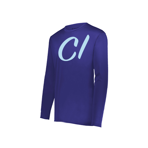 [222823.747.S-LOGO3] Youth LS Smooth Sport Shirt (Youth S, Purple, Logo 3)