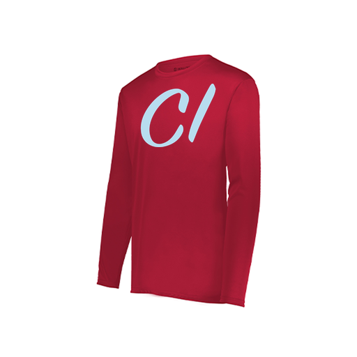 [222823.083.S-LOGO3] Youth LS Smooth Sport Shirt (Youth S, Red, Logo 3)