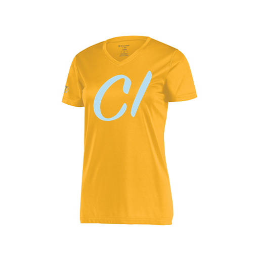 [222820.023.S-LOGO3] Ladies Movement Dri Fit Shirt (Female Adult S, Athletic Gold, Logo 3)