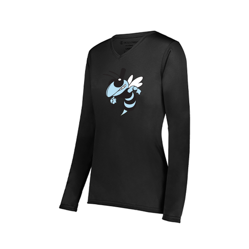 [222824.080.S-LOGO1] Ladies LS Smooth Sport Shirt (Female Adult S, Black, Logo 1)