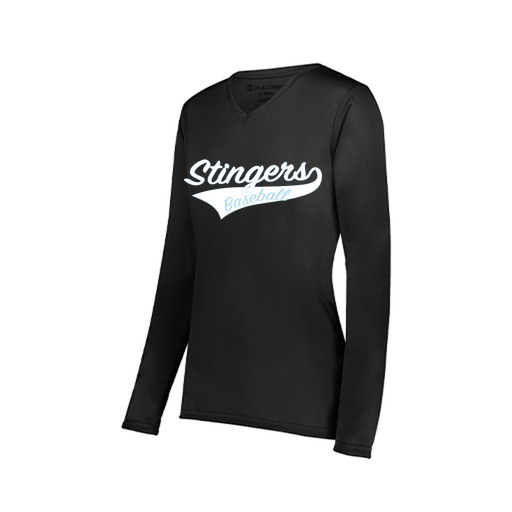 [222824.080.S-LOGO2] Ladies LS Smooth Sport Shirt (Female Adult S, Black, Logo 2)