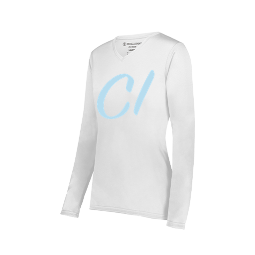 [222824.005.S-LOGO3] Ladies LS Smooth Sport Shirt (Female Adult S, White, Logo 3)