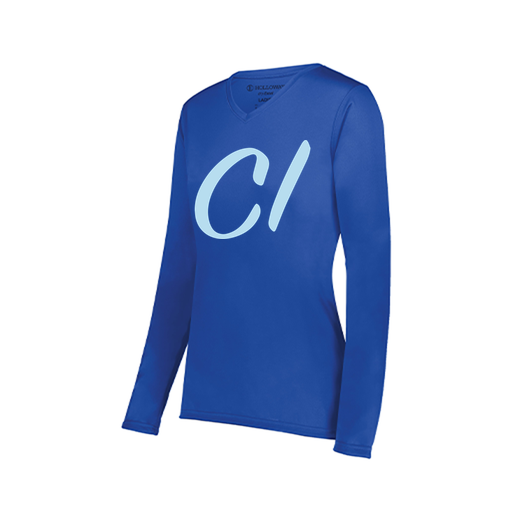 [222824.060.S-LOGO3] Ladies LS Smooth Sport Shirt (Female Adult S, Royal, Logo 3)