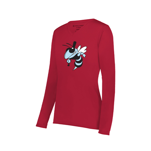 [222824.083.S-LOGO1] Ladies LS Smooth Sport Shirt (Female Adult S, Red, Logo 1)