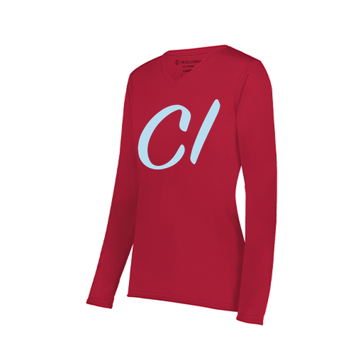 [222824.083.S-LOGO3] Ladies LS Smooth Sport Shirt (Female Adult S, Red, Logo 3)