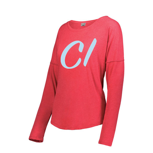 [FTLCUBRD-FAXS-LOGO3] Decker Women's Tri-Blend T-Shirt - Long Sleeve (Female Adult XS, Red, Logo 3)